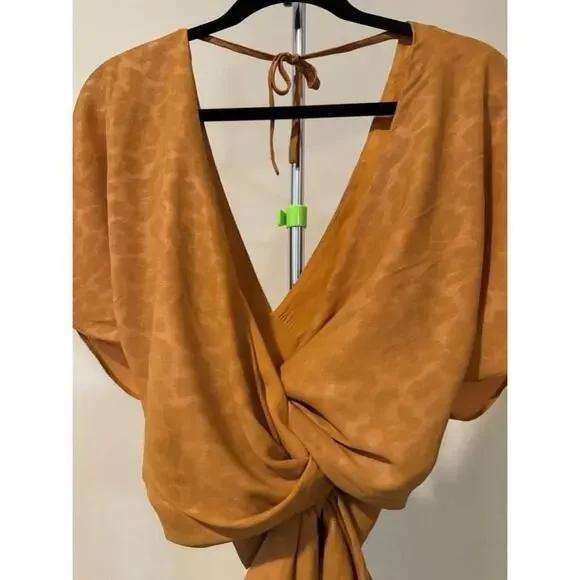 Women's Current Air Brown Wrap Top - Size S - Picture 2 of 6
